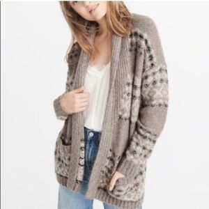 VTG ABERCROMBIE & FITCH S Airspun patterned knit shawl collar cardigan Y2k 90'S